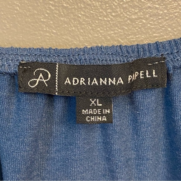 Adrianna Papell Embroidered Tasseled Peasant Blouse Top Blue XL - Picture 7 of 13